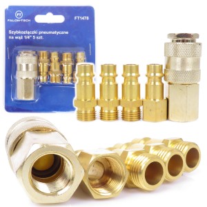 ZESTAW SZYBKO-ZŁĄCZKA SZYBKOZŁĄCZEK 1/4" 5 ELEMENTÓW PNEUMATYCZNY 