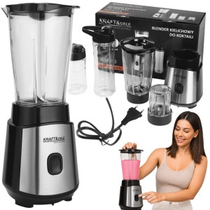 BLENDER KIELICHOWY DO KOKTAJLI 1500W ZESTAW AKCESORIÓW FUNKCJA MŁYNKA