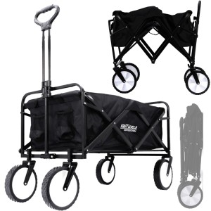 WÓZEK TRANSPORTOWY KOSZYK SKŁADANY KÓŁKA 130L CZARNY