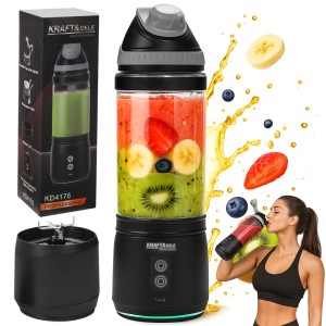 BLENDER PRZENOŚNY BEZPRZEWODOWY AKUMULATOROWY CZARNY USB-C 700ML 2X2500MAH