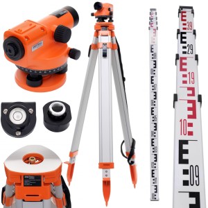 NIWELATOR OPTYCZNY 32X ŁATA + STATYW + KUFER ETUI 3 CZĘŚCI ZESTAW DO POMIAR