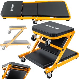 LEŻANKA WARSZTATOWA 2W1 SIEDZISKO SERWISOWE TABORET STOŁEK 150KG 91CM KÓŁKA