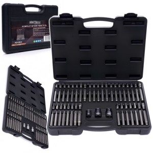 ZESTAW BITÓW KOŃCÓWEK IMBUS SPLINE TORX RIBE 75 ELEMENTÓW WALIZKA KD10954