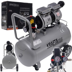 KOMPRESOR SPRĘŻARKA POWIETRZA BEZOLEJOWY 50L 1500W 290L CICHY