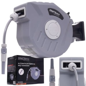 BĘBEN NA WĄŻ OGRODOWY ZWIJACZ AUTOMATYCZNY 20M + 2M 1/2" PCV