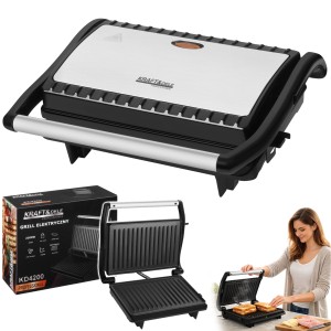 GRILL ELEKTRYCZNY 2200W OPIEKACZ DO KANAPEK MIĘSA PŁYTY NIEPRZYWIERAJĄCE