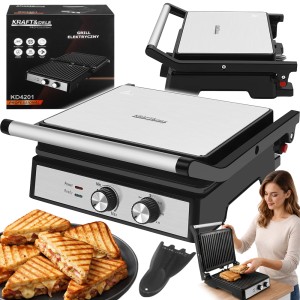 GRILL ELEKTRYCZNY 2400W OPIEKACZ KONTAKTOWY 180° TERMOSTAT + TACKA MOCNY