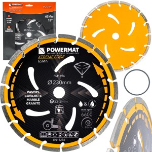 TARCZA DIAMENTOWA 230mm 18T DO BETONU CERAMIKI GRANITU CEGŁY 22,2mm 6600rpm
