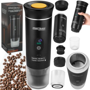 PRZENOŚNY EKSPRES DO KAWY 125W 3W1 80ML LED USB-C KAWA MIELONA KAPSUŁKI