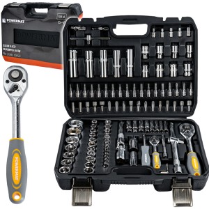ZESTAW KLUCZY NASADOWYCH 108 ELEMENTÓW GRZECHOTKI 1/2" 1/4" CrV WALIZKA