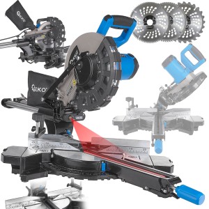 UKOŚNICA PIŁA Z POSUWEM UKOSOWA DO DREWNA 2000W 255mm LASER ODCIĄG 3 TARCZE