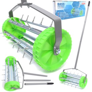 AERATOR RĘCZNY WERTYKULATOR NA KÓŁKACH DO TRAWY TRAWNIKA KOLCE WAŁEK 42CM