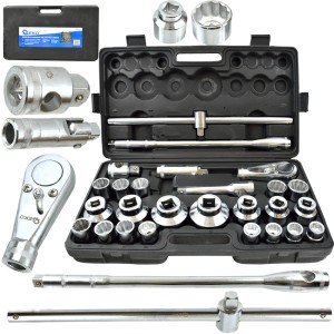 ZESTAW KLUCZY NASADOWYCH KLUCZE NASADKI 3/4" 1" 21-65mm 12-KĄTNE 26el