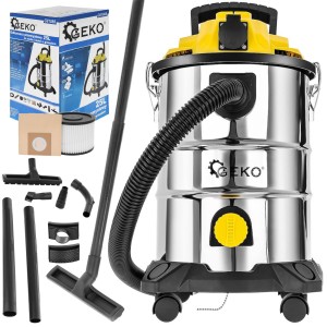 ODKURZACZ PRZEMYSŁOWY NA SUCHO I MOKRO 25L 1800W Z GNIAZDEM + AKCESORIA