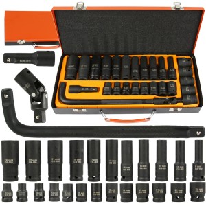 ZESTAW KLUCZY NASADOWYCH NASADKI DŁUGIE KRÓTKIE 8-24mm 1/2'' 27el CR-MO