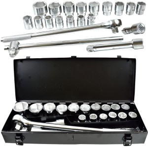 ZESTAW KLUCZY NASADOWYCH KLUCZE NASADKI 21el 3/4" 6-KĄTNE 19-50mm WALIZKA