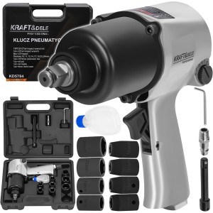 KLUCZ PNEUMATYCZNY 1/4" 1800Nm UDAROWY DO KÓŁ M14 ZESTAW + 8x NASADKI 1/2"