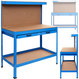STÓŁ STOLIK WARSZTATOWY ROBOCZY SZUFLADA 12 HAKÓW 1200x600x12mm UDŹWIG 80kg