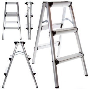 DRABINA DRABINKA DWUSTRONNA 3 STOPNIOWA ALUMINIOWA 150KG SCHODKI PODEST