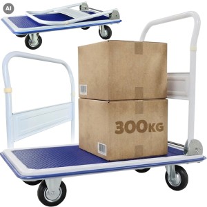 WÓZEK MAGAZYNOWY PLATFORMOWY 300KG SKŁADANA RĄCZKA 910x610mm 4 KOŁA