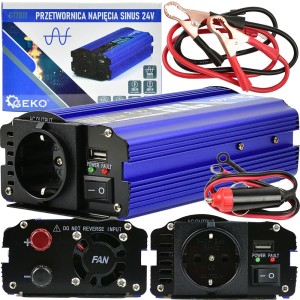 PRZETWORNICA NAPIĘCIA 24V/230V 300W/600W CZYSTY SINUS AC DC GNIAZDO USB