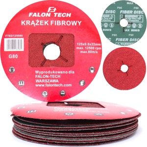 KRĄŻEK FIBROWY DYSK FIBROWA FIBRA 125 mm P80 x10