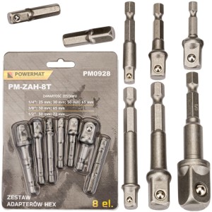 ZESTAW ADAPTERÓW HEX ADAPTERY DO WKRĘTARKI NASADKI