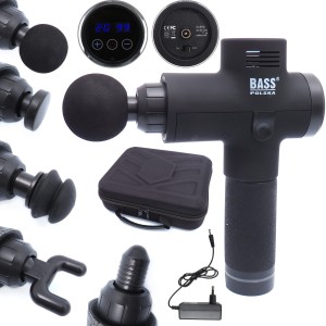 MASAŻER WIBRACYJNY PISTOLET DO MASAŻU 6 GŁOWIC LCD