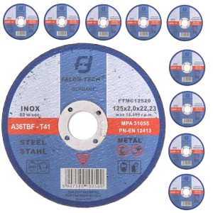 TARCZA DO CIĘCIA METALU INOX 125 X 2,0 TARCZE 10SZT.