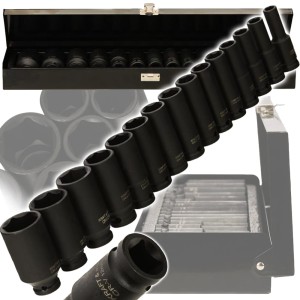 NASADKI UDAROWE 1/2'' DŁUGIE ZESTAW 10-32MM 15EL WALIZKA Cr-V